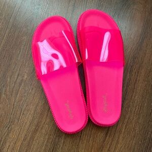 Qupid Hot Pink Slide Sandals